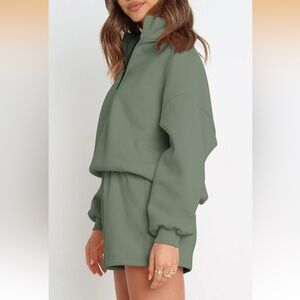 Sage Green Sweatshirt & Shorts Set